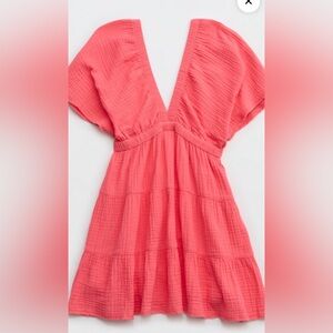 Coral Flutter Sleeve Dress, size XL